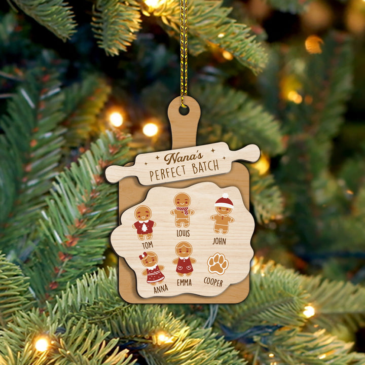 Grandma Batch Ornament, Custom Grandma Ornament, Nana Perfect Batch Ornament, Grandkids Name Bauble, Gift For Grandma, Gingerbread Ornament