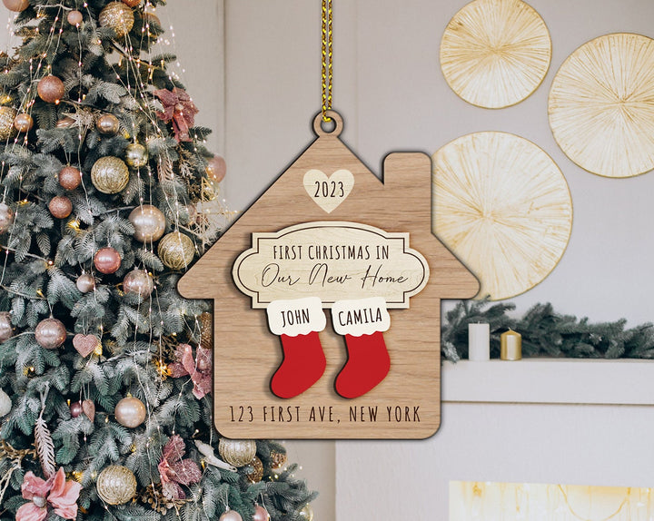 New Home Ornament Personalized, New Home Christmas Ornament, Custom Address Ornament, Engaged Ornament, New Home Gift, Housewarming Gift