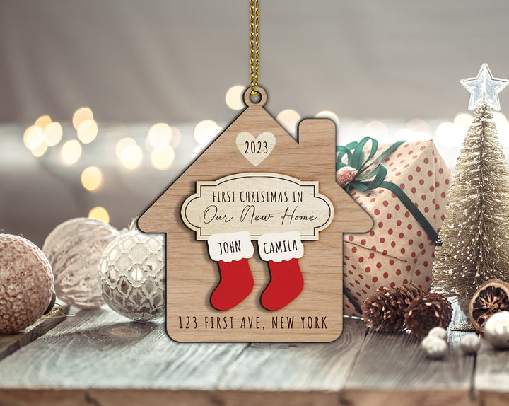 New Home Ornament Personalized, New Home Christmas Ornament, Custom Address Ornament, Engaged Ornament, New Home Gift, Housewarming Gift