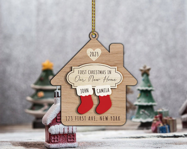 New Home Ornament Personalized, New Home Christmas Ornament, Custom Address Ornament, Engaged Ornament, New Home Gift, Housewarming Gift