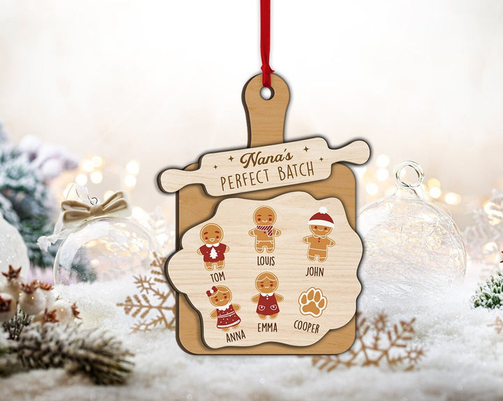 Grandma Batch Ornament, Custom Grandma Ornament, Nana Perfect Batch Ornament, Grandkids Name Bauble, Gift For Grandma, Gingerbread Ornament