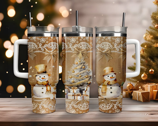 Christmas Tumbler Snowman 40oz, Skinny Tumbler Wrap 40oz, Christmas Family Trip Cup, Stainless Steel Tumbler with Straw, Christmas Gift