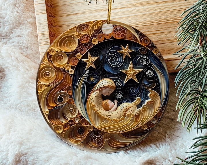 Spectacular Navy and Gold 3D look Non-Textured Christmas Star Moon Ornaments, Two-Sided Acrylic Ornament, Christmas Decoration, Xmas Gifts