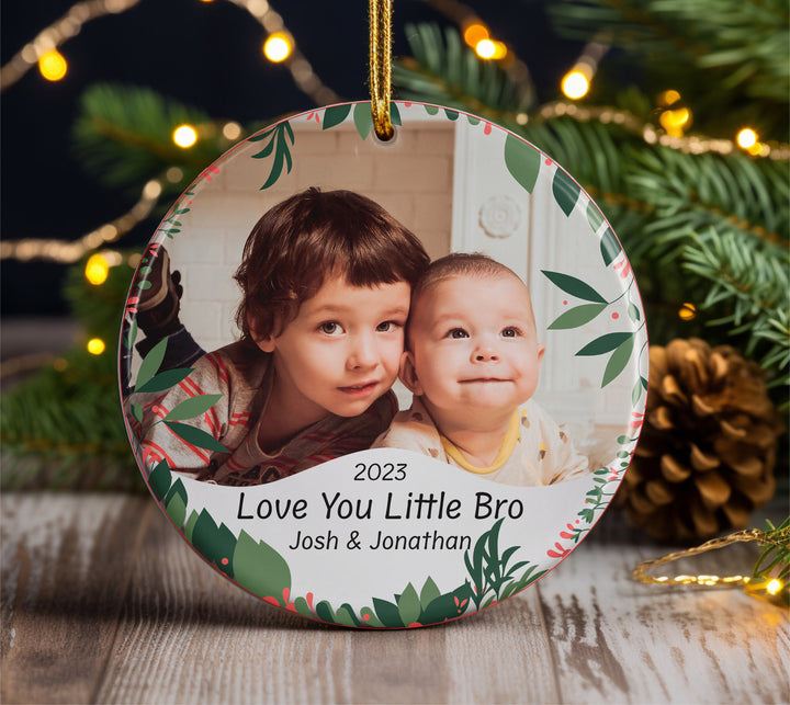 Brother Photo Ornament, Christmas Ornaments, Christmas Keepsake Gifts, Personalized Bro Ornament, Holiday Picture Ornament, Name Ornament