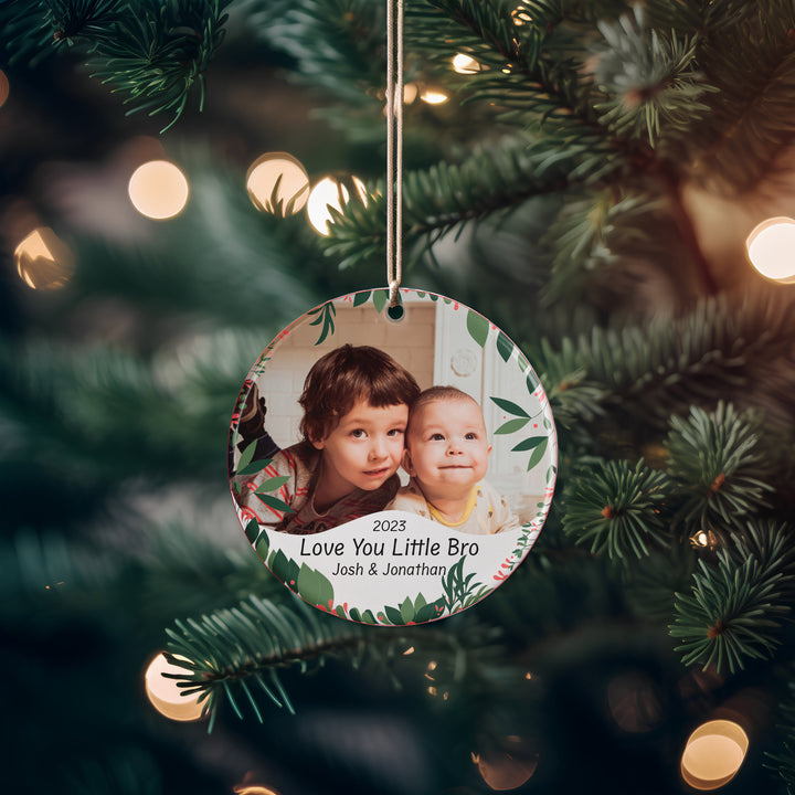 Brother Photo Ornament, Christmas Ornaments, Christmas Keepsake Gifts, Personalized Bro Ornament, Holiday Picture Ornament, Name Ornament