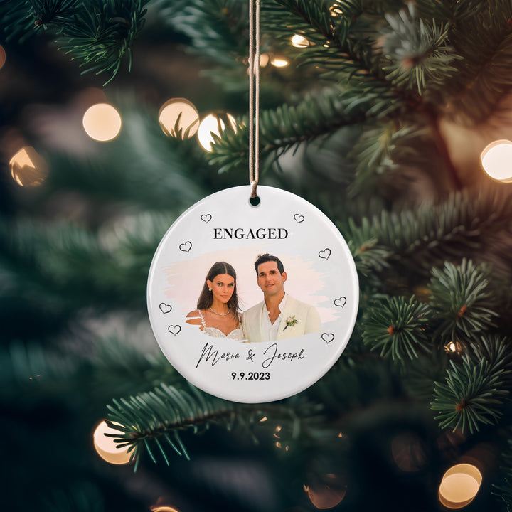 Personalized Picture Engaged Ornament, Engagement Gifts, Christmas Gifts, Custom Wedding Ornament, Keepsake Name Ornament, Acrylic Ornament