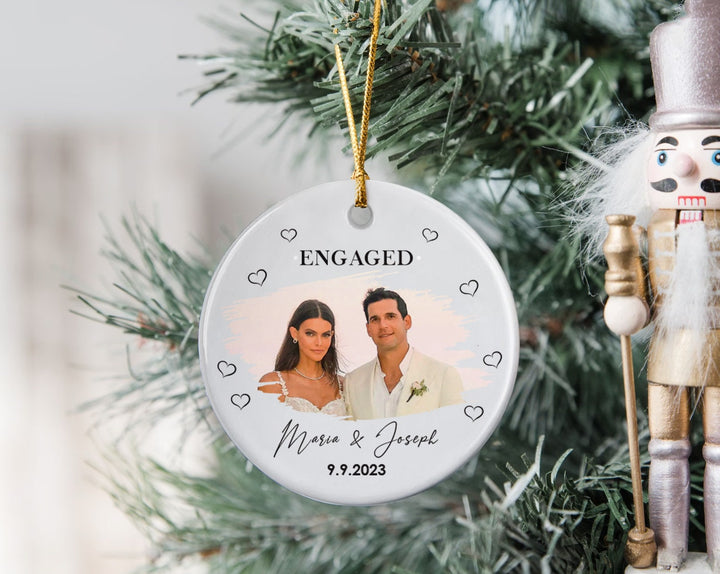 Personalized Picture Engaged Ornament, Engagement Gifts, Christmas Gifts, Custom Wedding Ornament, Keepsake Name Ornament, Acrylic Ornament