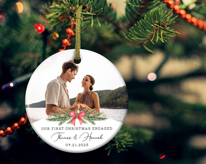 Personalized Engaged Photo Ornament, Couple Photo Ornament, Engagement Ornament, First Christmas Ornament, Gift for Couple, Engagement Gift