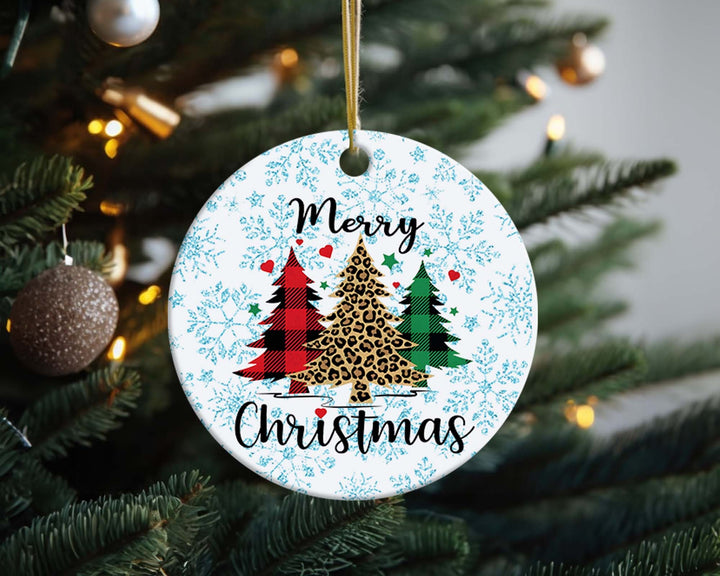 Christmas Tree Christmas Ornament, Merry Christmas Christmas Ornament, Leopard Tree and Ornament, Happy New Year Ornament.