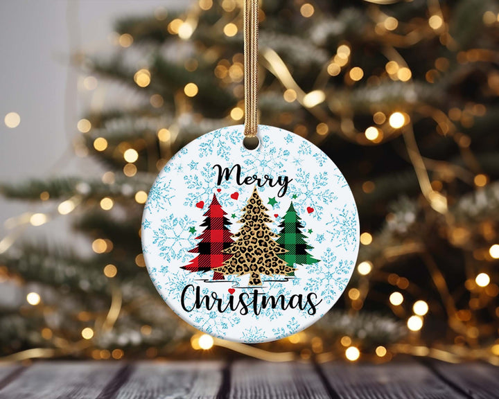 Christmas Tree Christmas Ornament, Merry Christmas Christmas Ornament, Leopard Tree and Ornament, Happy New Year Ornament.