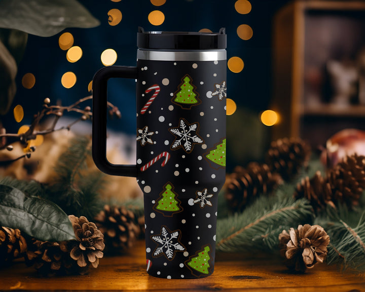 Christmas Tree Tumbler 40oz With Handle, Christmas 40oz Tumbler, 40oz Stainless Steel Tumbler With Lid and Straw, Christmas Tumbler