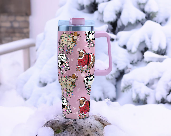 Christmas Cow 40oz Tumbler, Funny Cow Christmas Tumbler, Christmas Family Trip Tumbler, Moory Christmas Cup, Christmas Tumbler with Straw