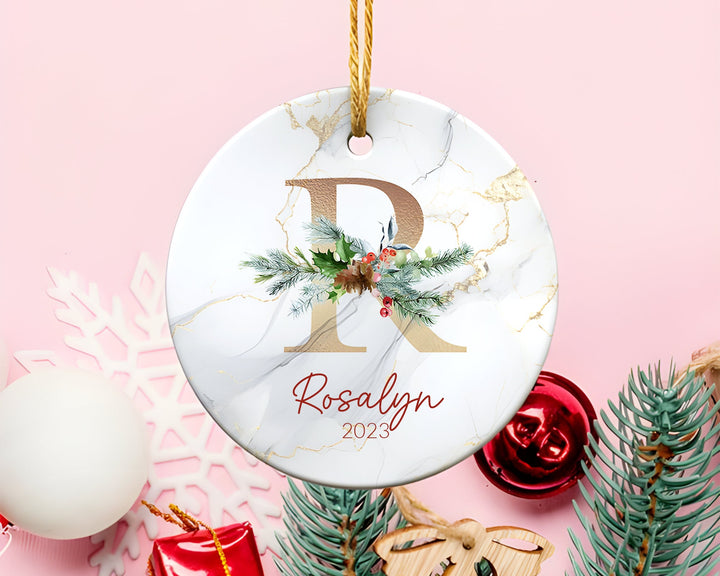 Personalized Golden Letter Name Ornaments, 2023 Family Ornament, Custom Initial Ornament, Christmas gift, Family Keepsake, Monogram Ornament