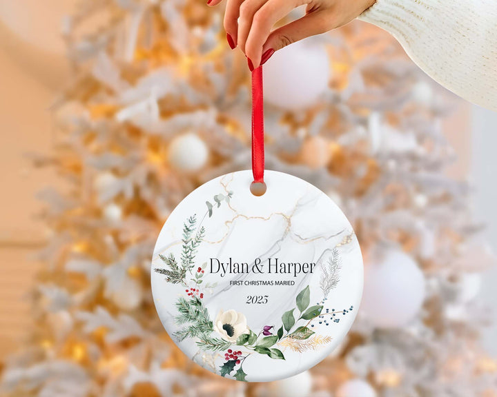 Personalized Our First Christmas Married Ornament 2023, Custom Wedding Gift for Couple Unique, Newlywed Gift, Christmas Gift