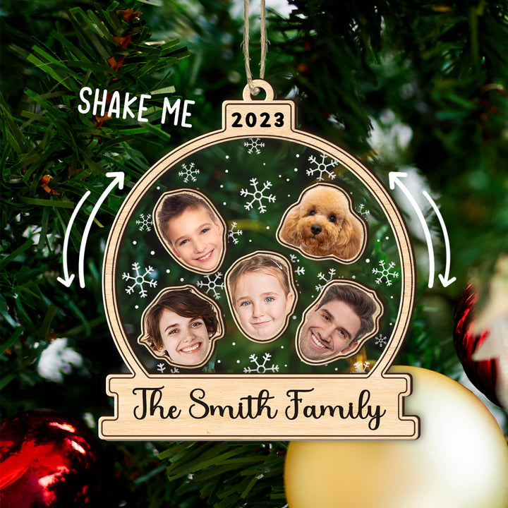 Family Shake Ornament, Personalized Face Family Shake Ornament, 4D Shake Ornament, Family Shaker Ornament, Gift for Family, Christmas Gift