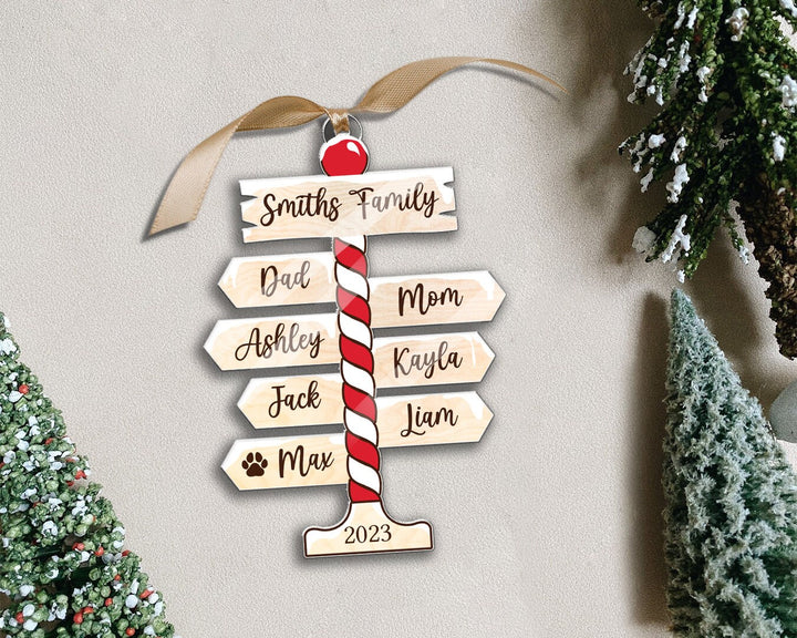 Personalized Family Christmas Ornament, Family Ornament 2023, Family Christmas Ornament, Family Tree Ornament, Family Gift, North Pole Sign