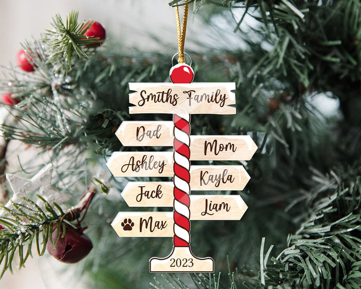 Personalized Family Christmas Ornament, Family Ornament 2023, Family Christmas Ornament, Family Tree Ornament, Family Gift, North Pole Sign