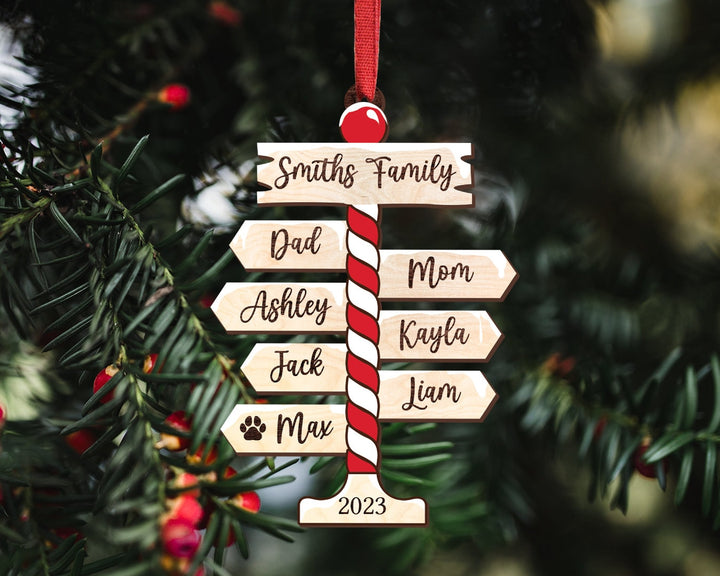 Personalized Family Christmas Ornament, Family Ornament 2023, Family Christmas Ornament, Family Tree Ornament, Family Gift, North Pole Sign