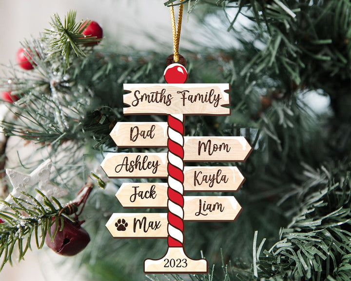 Personalized Family Christmas Ornament, Family Ornament 2023, Family Christmas Ornament, Family Tree Ornament, Family Gift, North Pole Sign