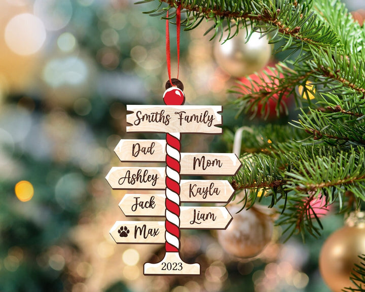 Personalized Family Christmas Ornament, Family Ornament 2023, Family Christmas Ornament, Family Tree Ornament, Family Gift, North Pole Sign