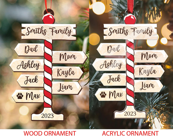 Personalized Family Christmas Ornament, Family Ornament 2023, Family Christmas Ornament, Family Tree Ornament, Family Gift, North Pole Sign