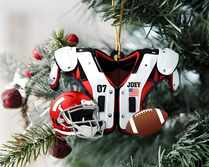 Personalized American Football Ornament, American Football Shoulder Pads Helmet Acrylic Ornament, Football Lover Gift, Football Gift