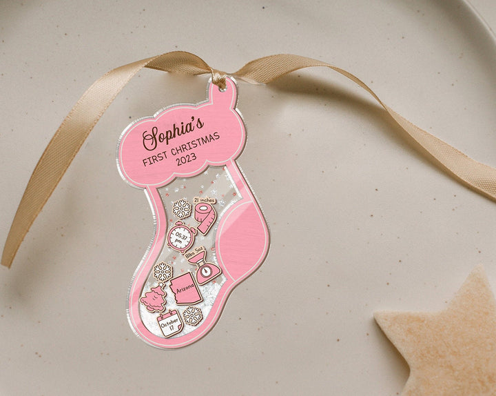 Personalized Shake Babies Ornament, Baby's First Christmas Ornament, Stocking Baby 1st Christmas Ornament, Baby Shake Ornament,New Baby Gift