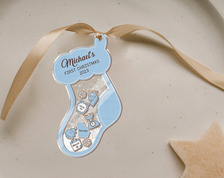Personalized Shake Babies Ornament, Baby's First Christmas Ornament, Stocking Baby 1st Christmas Ornament, Baby Shake Ornament,New Baby Gift