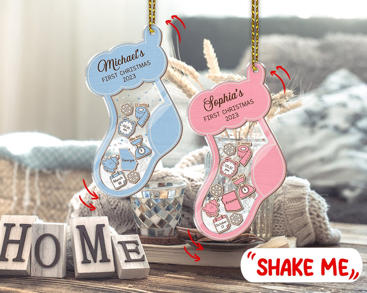 Personalized Shake Babies Ornament, Baby's First Christmas Ornament, Stocking Baby 1st Christmas Ornament, Baby Shake Ornament,New Baby Gift