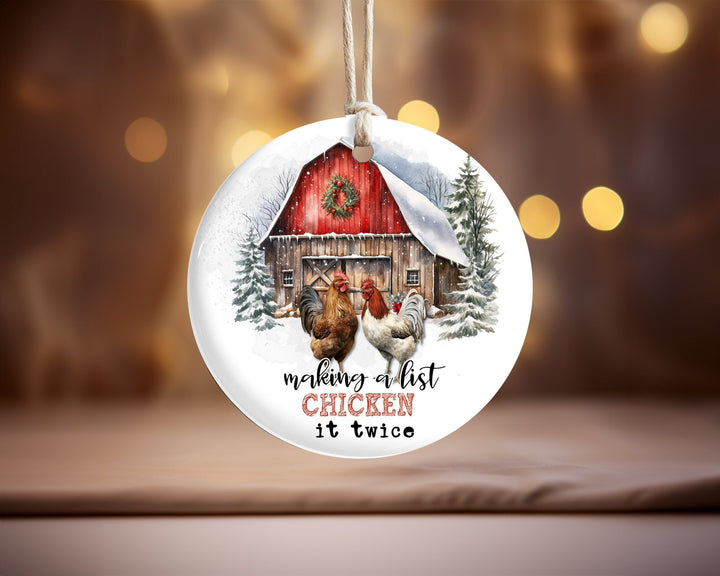 Making a List Chicken it Twice Christmas Round Ornament Sublimation Design, Christmas Ornament Gifts,Holiday Gifts,Santa Xmas,Tis The Season