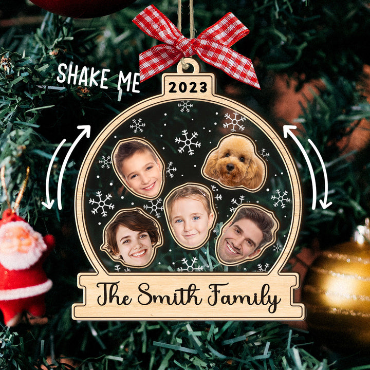 Family Shake Ornament, Personalized Face Family Shake Ornament, 4D Shake Ornament, Family Shaker Ornament, Gift for Family, Christmas Gift