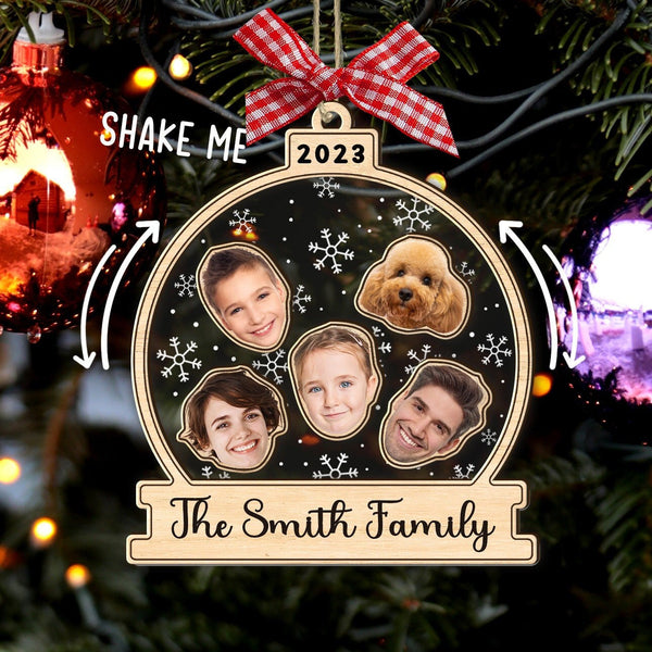 Family Shake Ornament, Personalized Face Family Shake Ornament, 4D Shake Ornament, Family Shaker Ornament, Gift for Family, Christmas Gift