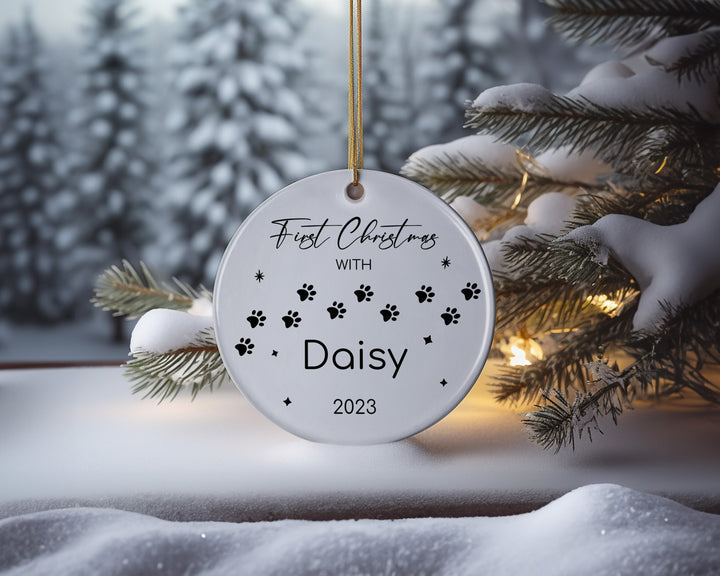 Personalized First Christmas Dog Ornament, Pet Gifts, Christmas Gifts For Vet, Dog Lover Gifts, Custom Pet Name Ornament, Keepsake Ornament