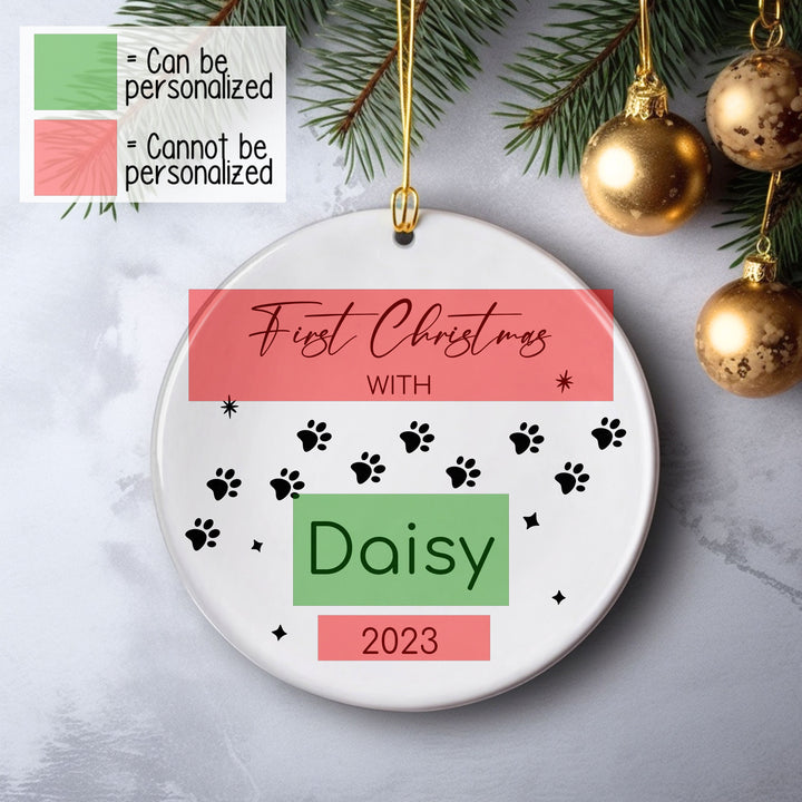 Personalized First Christmas Dog Ornament, Pet Gifts, Christmas Gifts For Vet, Dog Lover Gifts, Custom Pet Name Ornament, Keepsake Ornament