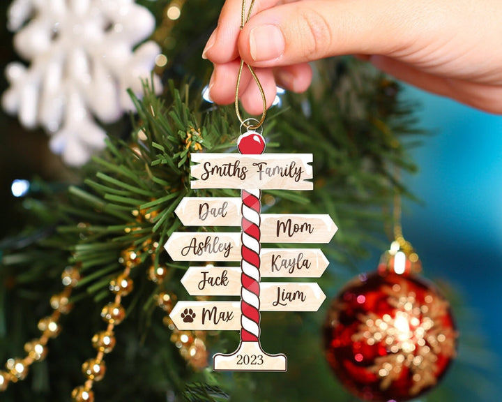 Personalized Family Christmas Ornament, Family Ornament 2023, Family Christmas Ornament, Family Tree Ornament, Family Gift, North Pole Sign