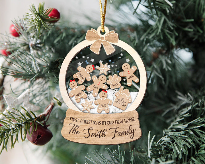 Personalized Family Shaker Ornament, Gingerbread Family Shake Ornament, Cookie Gingerbread Ornament, Christmas Gift, Family Ornament Gift