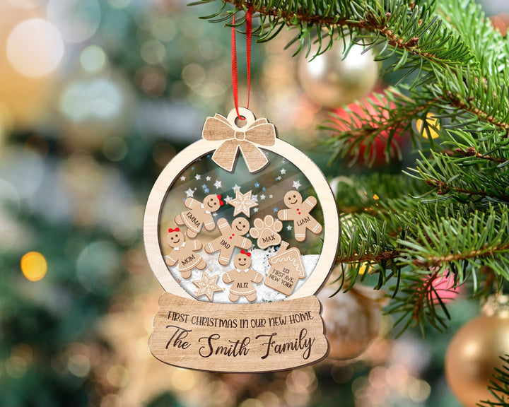 Personalized Family Shaker Ornament, Gingerbread Family Shake Ornament, Cookie Gingerbread Ornament, Christmas Gift, Family Ornament Gift