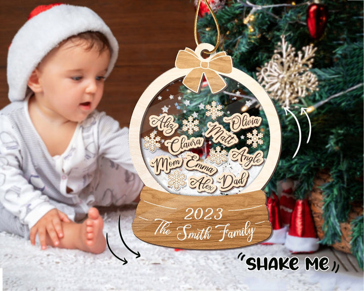 Family Christmas Shaker Ornament, Personalized Family Shake Ornament, Family Members Ornament, Family Ornament 2023, Family Christmas Gift