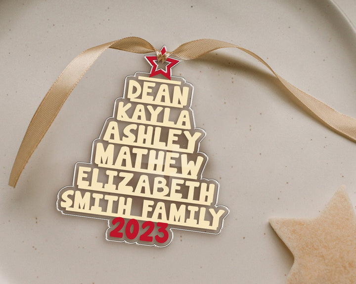 Personalized Family Tree Ornament, Family Christmas Ornament, Family Name Ornament 2023, Family Christmas Tree Ornament, Gift for Family