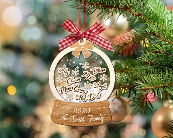 Family Christmas Shaker Ornament, Personalized Family Shake Ornament, Family Members Ornament, Family Ornament 2023, Family Christmas Gift