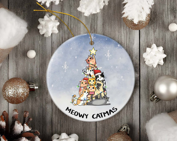 Meowy Catmas Hanging Christmas Ornament, Cat Lover Gift, Holiday Decoration, Cute Cat Ornament, Christmas Cat Decor, Christmas 2023