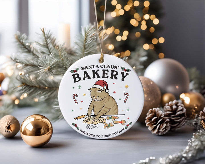Christmas Cat Ornament, Pet Christmas Decor,Santa Claus Bakery Ornament, Funny Xmas Gift, Cat Owner Gift, Cat Mom, Cat Dad, Cat Gift