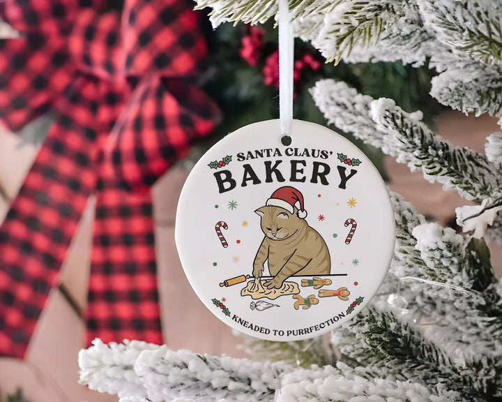 Christmas Cat Ornament, Pet Christmas Decor,Santa Claus Bakery Ornament, Funny Xmas Gift, Cat Owner Gift, Cat Mom, Cat Dad, Cat Gift