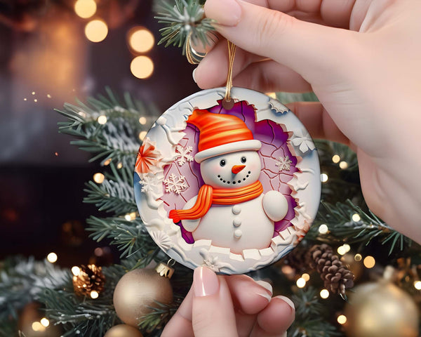 Snowman Christmas Ornament, 3D Holiday Decoration, Winter Decor, Festive Gift, Seasonal Ornament Christmas 2023