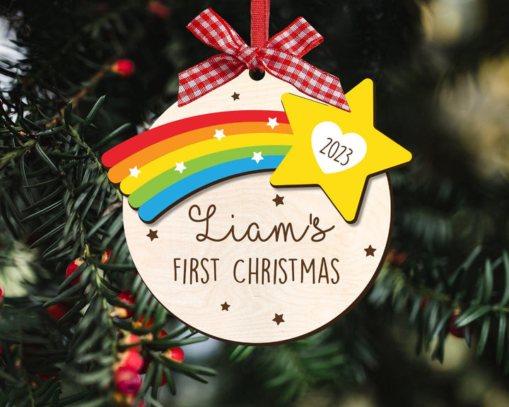 Custom New Baby Ornament, Baby First Christmas, Baby Name Ornament, Baby Rainbow Keepsake, First Christmas Ornament,Baby Christmas Gift 2023