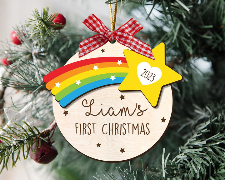 Custom New Baby Ornament, Baby First Christmas, Baby Name Ornament, Baby Rainbow Keepsake, First Christmas Ornament,Baby Christmas Gift 2023