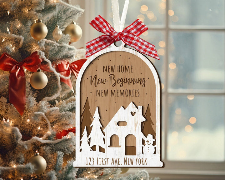 New Home Ornament, Custom House Address Ornament, Housewarming Gift,New House Ornament, New Beginning, New Memories, New Home Christmas Gift