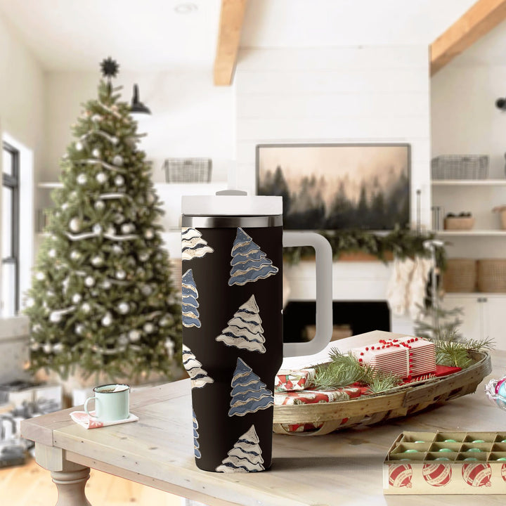 Christmas Tree Tumbler, Merry Christmas 40oz Cup With Handle, Christmas 40oz Stainless Steel Tumbler With Lid and Straw, Holiday Tumbler