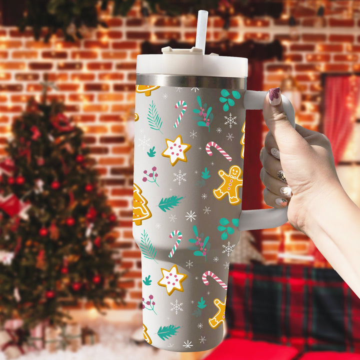 Nutcracker Tumbler 40oz With Handle, Christmas 40oz Tumbler, Santa 40oz Stainless Steel Tumbler With Lid and Straw, Holiday Tumbler