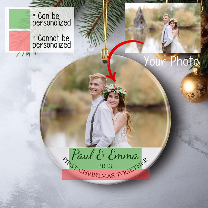 Custom Christmas Photo Ornament for Couple, Christmas Gifts, Engagement Gifts, Wedding Gifts, Personalized Cute Picture Keepsake Ornament